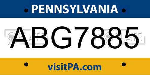 ABG7885 Pennsylvania License Plate