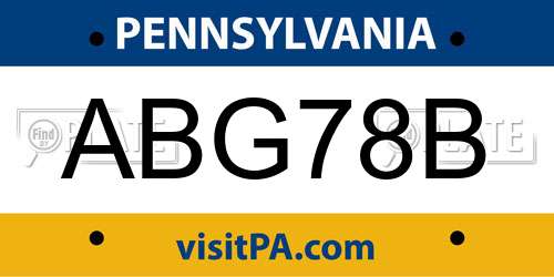 ABG78B Pennsylvania License Plate