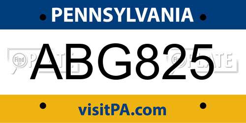 ABG825 Pennsylvania License Plate