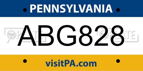 ABG828 Pennsylvania License Plate