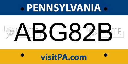 ABG82B Pennsylvania License Plate