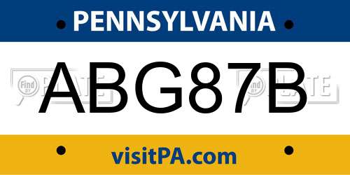 ABG87B Pennsylvania License Plate