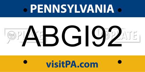 ABGI92 Pennsylvania License Plate