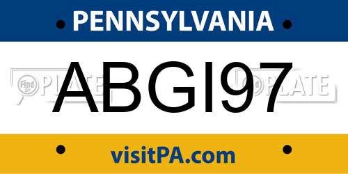 ABGI97 Pennsylvania License Plate