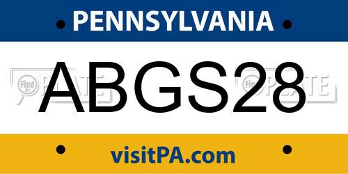 ABGS28 Pennsylvania License Plate