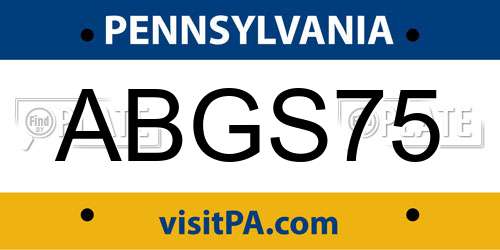 ABGS75 Pennsylvania License Plate