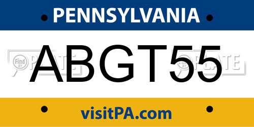 ABGT55 Pennsylvania License Plate