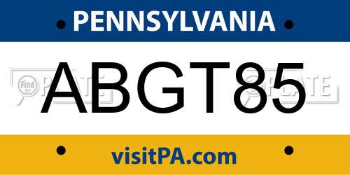 ABGT85 Pennsylvania License Plate