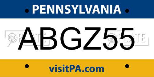 ABGZ55 Pennsylvania License Plate
