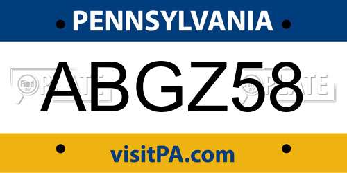 ABGZ58 Pennsylvania License Plate