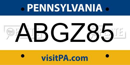 ABGZ85 Pennsylvania License Plate