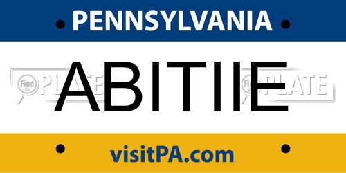 ABITIIE Pennsylvania License Plate