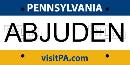 ABJUDEN Pennsylvania License Plate