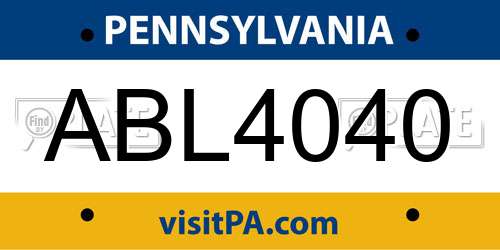 ABL4040 Pennsylvania License Plate