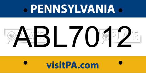 ABL7012 Pennsylvania License Plate