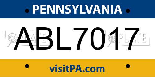 ABL7017 Pennsylvania License Plate