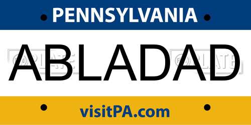 ABLADAD Pennsylvania License Plate