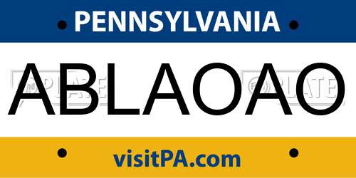 ABLAOAO Pennsylvania License Plate