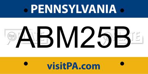 ABM25B Pennsylvania License Plate