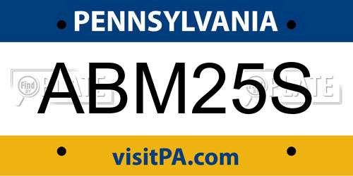 ABM25S Pennsylvania License Plate