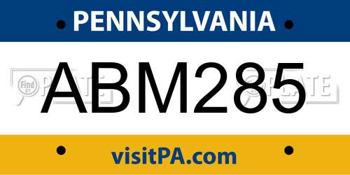 ABM285 Pennsylvania License Plate