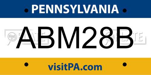 ABM28B Pennsylvania License Plate