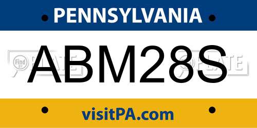 ABM28S Pennsylvania License Plate