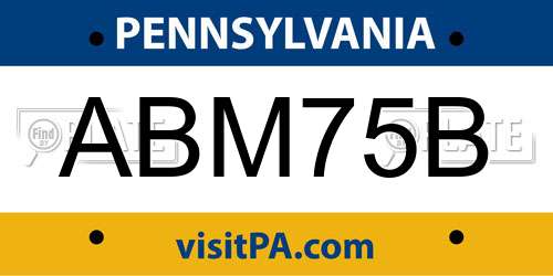 ABM75B Pennsylvania License Plate