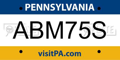 ABM75S Pennsylvania License Plate