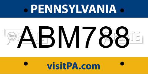 ABM788 Pennsylvania License Plate