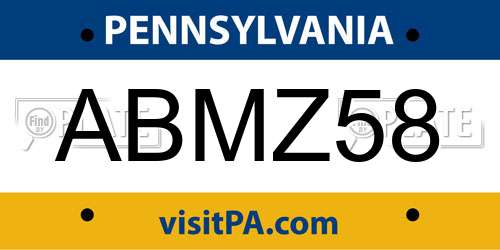 ABMZ58 Pennsylvania License Plate