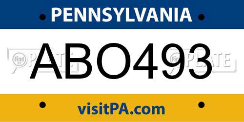 ABO493 Pennsylvania License Plate