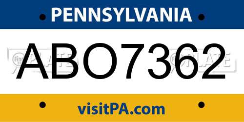 ABO7362 Pennsylvania License Plate