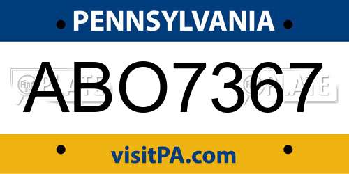 ABO7367 Pennsylvania License Plate