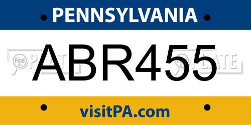 ABR455 Pennsylvania License Plate