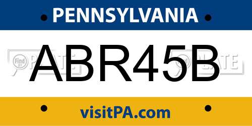 ABR45B Pennsylvania License Plate