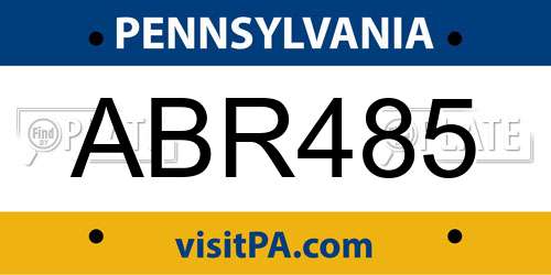 ABR485 Pennsylvania License Plate