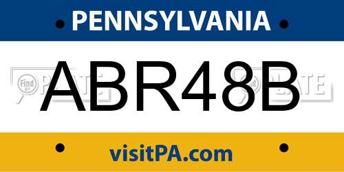 ABR48B Pennsylvania License Plate