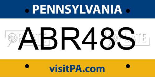 ABR48S Pennsylvania License Plate