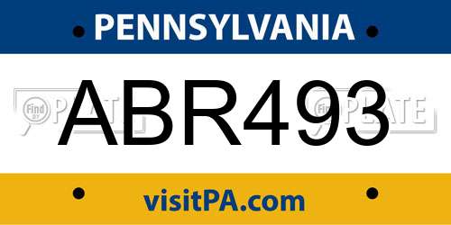 ABR493 Pennsylvania License Plate