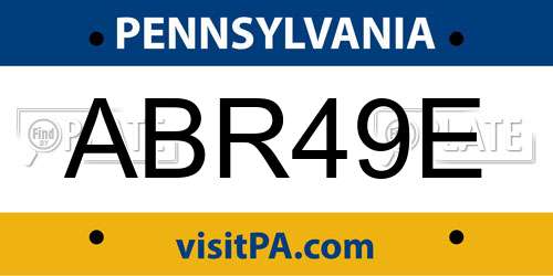 ABR49E Pennsylvania License Plate