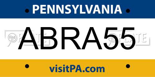 ABRA55 Pennsylvania License Plate