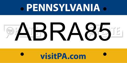 ABRA85 Pennsylvania License Plate