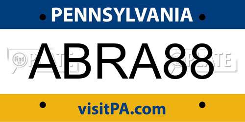 ABRA88 Pennsylvania License Plate