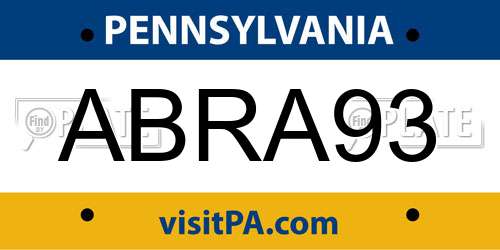 ABRA93 Pennsylvania License Plate