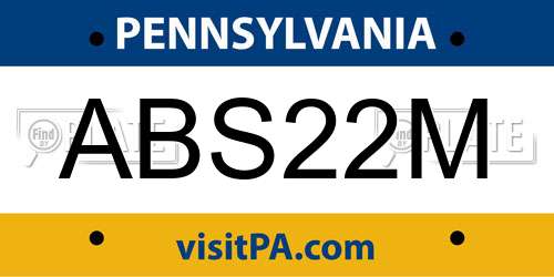 ABS22M Pennsylvania License Plate