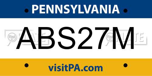 ABS27M Pennsylvania License Plate