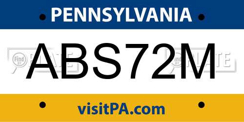 ABS72M Pennsylvania License Plate