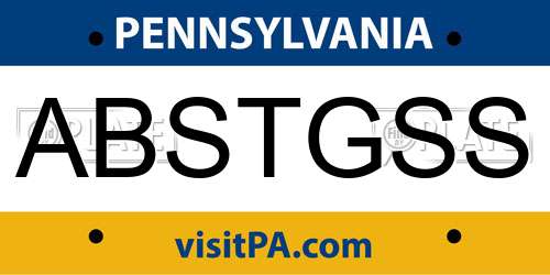 ABSTGSS Pennsylvania License Plate