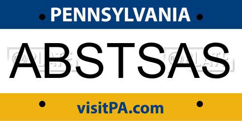 ABSTSAS Pennsylvania License Plate